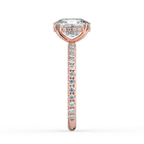 18K Solid Gold Elongated Cushion Pavé Hidden Halo Ring