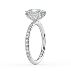18K Solid Gold Elongated Cushion Pavé Hidden Halo Ring