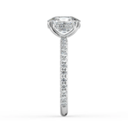 18K Solid Gold Elongated Cushion Pavé Hidden Halo Ring