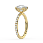18K Solid Gold Elongated Cushion Pavé Hidden Halo Ring