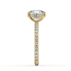 18K Solid Gold Elongated Cushion Pavé Hidden Halo Ring