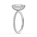 18K Solid Gold Emerald Pavé Hidden Halo Lab Diamond Ring
