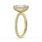 18K Solid Gold Emerald Pavé Hidden Halo Lab Diamond Ring