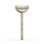 18K Solid Gold Emerald Pavé Hidden Halo Lab Diamond Ring