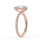 Pear Cut Pavé & Hidden Halo Diamond Engagement Ring in Solid Gold⁠