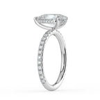 Pear Cut Pavé & Hidden Halo Diamond Engagement Ring in Solid Gold⁠