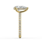 Pear Cut Pavé & Hidden Halo Diamond Engagement Ring in Solid Gold⁠