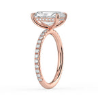 Radiant Cut Solitaire with Hidden Halo Pavé Band Engagement Ring in Solid Gold⁠