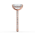 Radiant Cut Solitaire with Hidden Halo Pavé Band Engagement Ring in Solid Gold⁠