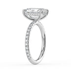 Radiant Cut Solitaire with Hidden Halo Pavé Band Engagement Ring in Solid Gold⁠