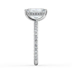 Radiant Cut Solitaire with Hidden Halo Pavé Band Engagement Ring in Solid Gold⁠