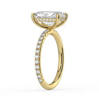 Radiant Cut Solitaire with Hidden Halo Pavé Band Engagement Ring in Solid Gold⁠