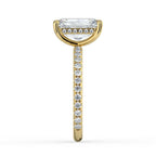 Radiant Cut Solitaire with Hidden Halo Pavé Band Engagement Ring in Solid Gold⁠