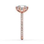 ⁠Round Cut Hidden Halo Pavé Engagement Ring in Solid Gold⁠