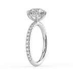 ⁠Round Cut Hidden Halo Pavé Engagement Ring in Solid Gold⁠