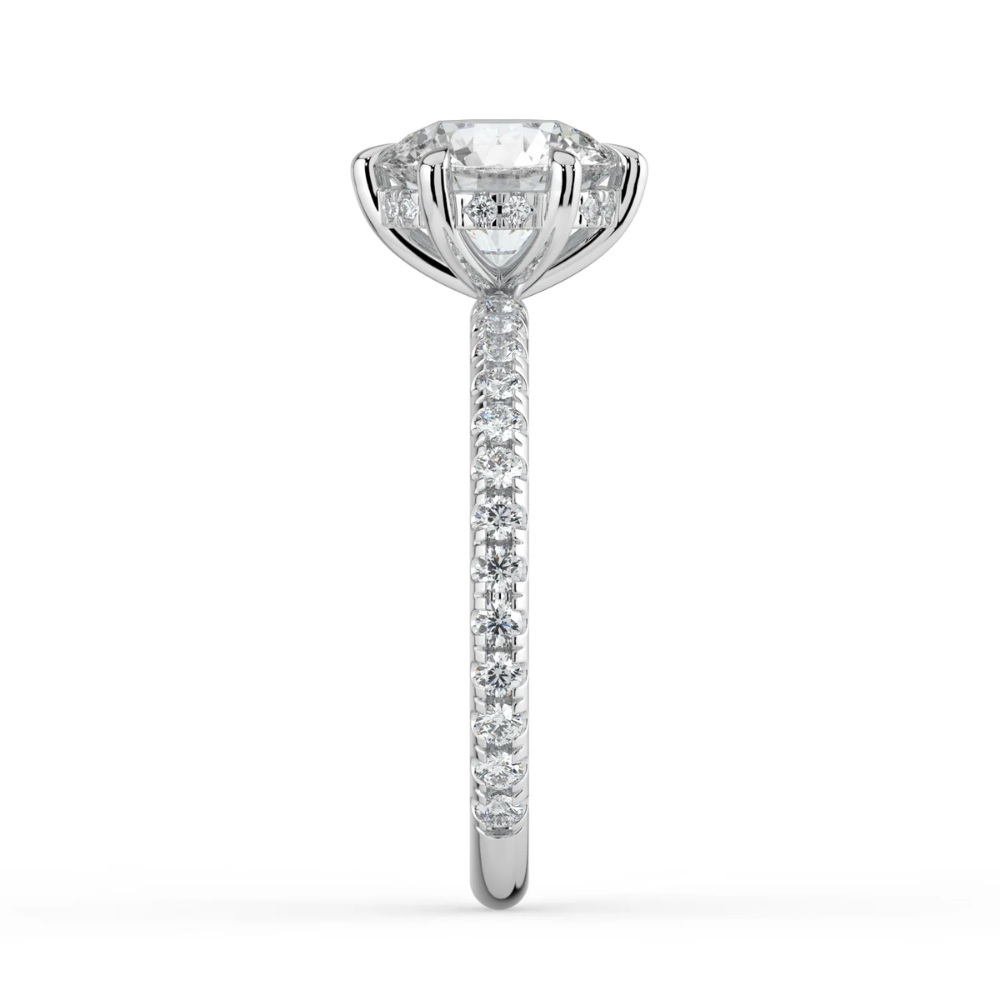 Pave Hidden Halo Lab Diamond Engagement  Ring in 18K Gold - Round