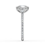 ⁠Round Cut Hidden Halo Pavé Engagement Ring in Solid Gold⁠
