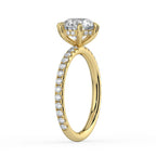 ⁠Round Cut Hidden Halo Pavé Engagement Ring in Solid Gold⁠