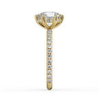 ⁠Round Cut Hidden Halo Pavé Engagement Ring in Solid Gold⁠