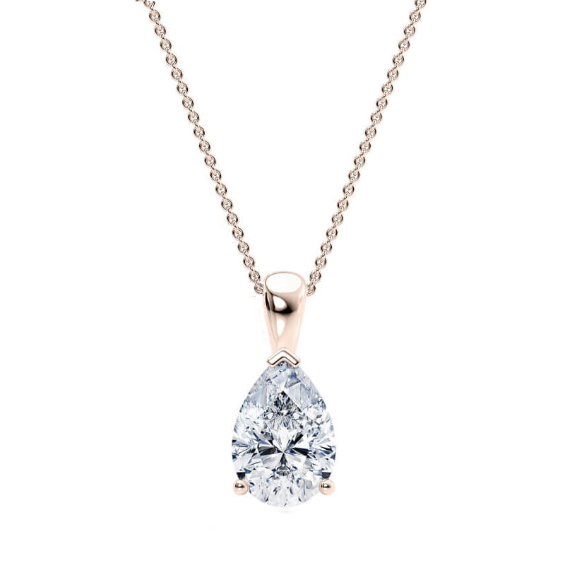 Pear Pendant Lab Diamond Necklace 18K Gold
