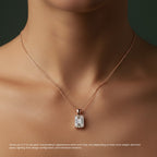 Emerald Diamond Solitaire Pendant Necklace⁠