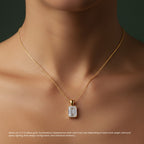 Emerald Diamond Solitaire Pendant Necklace⁠