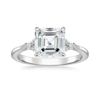 18K Solid Gold Petite Rosea Asscher Lab Diamond Ring Set