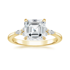 18K Solid Gold Petite Rosea Asscher Lab Diamond Ring Set
