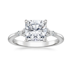 18K Solid Gold Petite Rosea Cushion Lab Diamond Ring Set