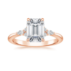18K Solid Gold Petite Rosea Emerald Lab Diamond Ring Set
