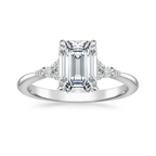 18K Solid Gold Petite Rosea Emerald Lab Diamond Ring Set
