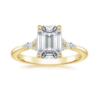 18K Solid Gold Petite Rosea Emerald Lab Diamond Ring Set