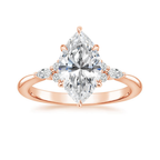 18K Solid Gold Petite Rosea Marquise Lab Diamond Ring Set