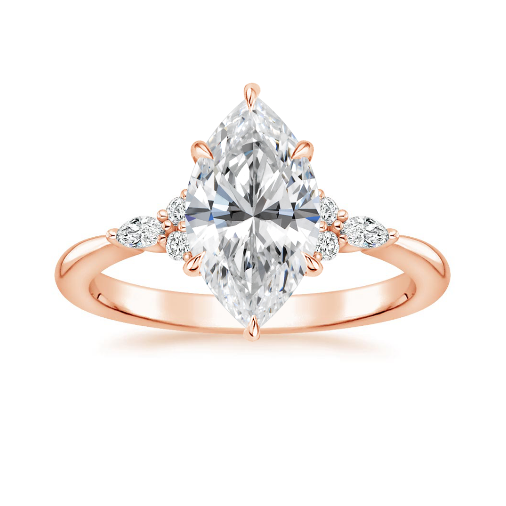 Petite Rosea Lab Diamond Ring Set (Band 0.20 ctw) in 18K Gold - Marquise