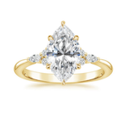 18K Solid Gold Petite Rosea Marquise Lab Diamond Ring Set