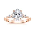 18K Solid Gold Petite Rosea Oval Lab Diamond Ring Set