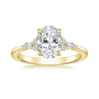 18K Solid Gold Petite Rosea Oval Lab Diamond Ring Set