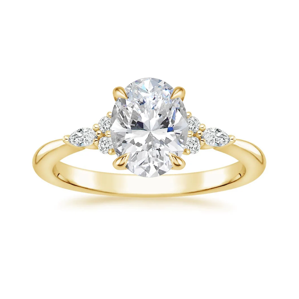 Petite Rosea Lab Diamond Ring Set (Band 0.20 ctw) in 18K Gold - Oval