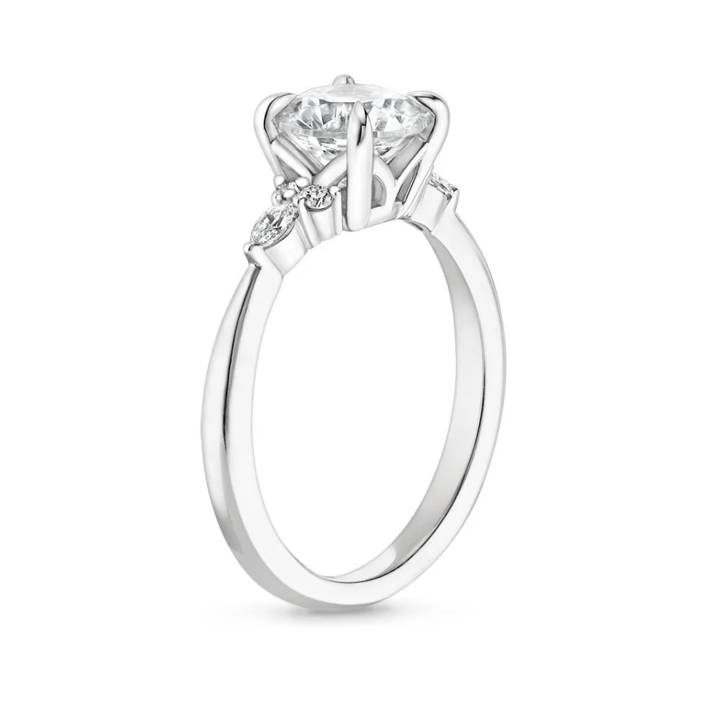 18K Solid Gold Petite Rosea Pear Lab Diamond Ring Set