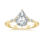 18K Solid Gold Petite Rosea Pear Lab Diamond Ring Set