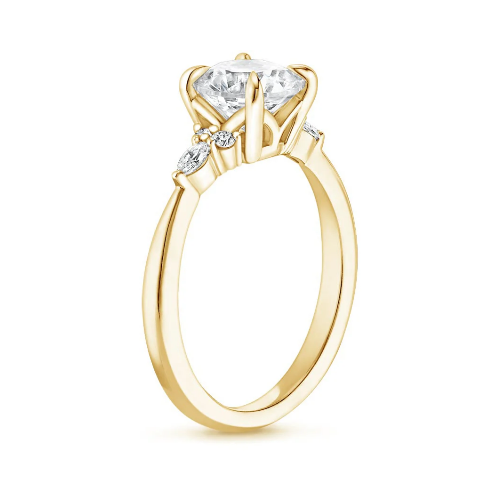 18K Solid Gold Petite Rosea Pear Lab Diamond Ring Set