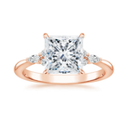 18K Solid Gold Petite Rosea Princess Lab Diamond Ring Set