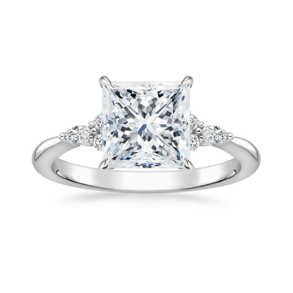 Petite Rosea Lab Diamond Ring Set (Band 0.20 ctw) in 18K Gold - Princess