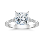18K Solid Gold Petite Rosea Princess Lab Diamond Ring Set