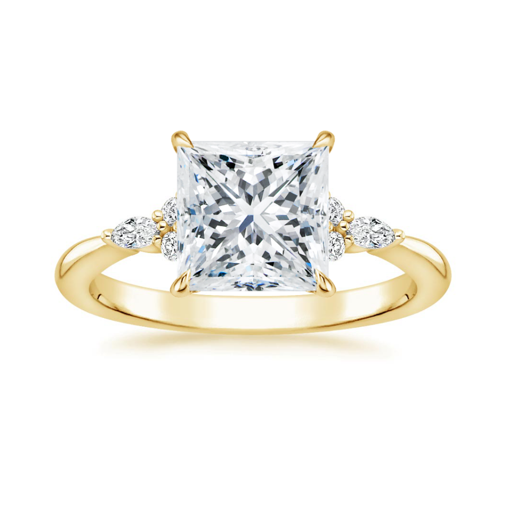 Petite Rosea Lab Diamond Ring Set (Band 0.20 ctw) in 18K Gold - Princess
