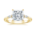 18K Solid Gold Petite Rosea Princess Lab Diamond Ring Set
