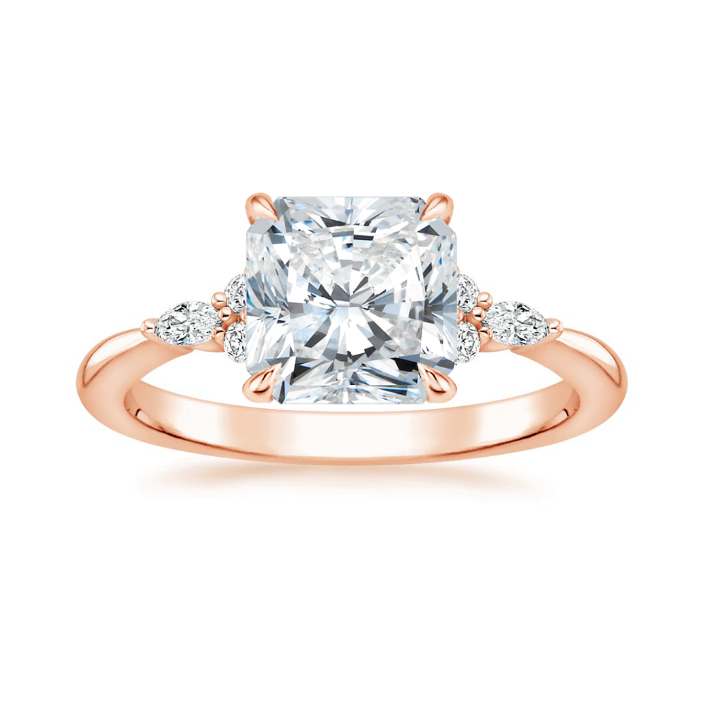 Petite Rosea Lab Diamond Ring Set (Band 0.20 ctw) in 18K Gold - Radiant