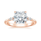 18K Solid Gold Petite Rosea Radiant Lab Diamond Ring Set