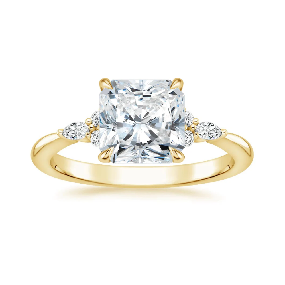 Petite Rosea Lab Diamond Ring Set (Band 0.20 ctw) in 18K Gold - Radiant