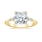 18K Solid Gold Petite Rosea Radiant Lab Diamond Ring Set